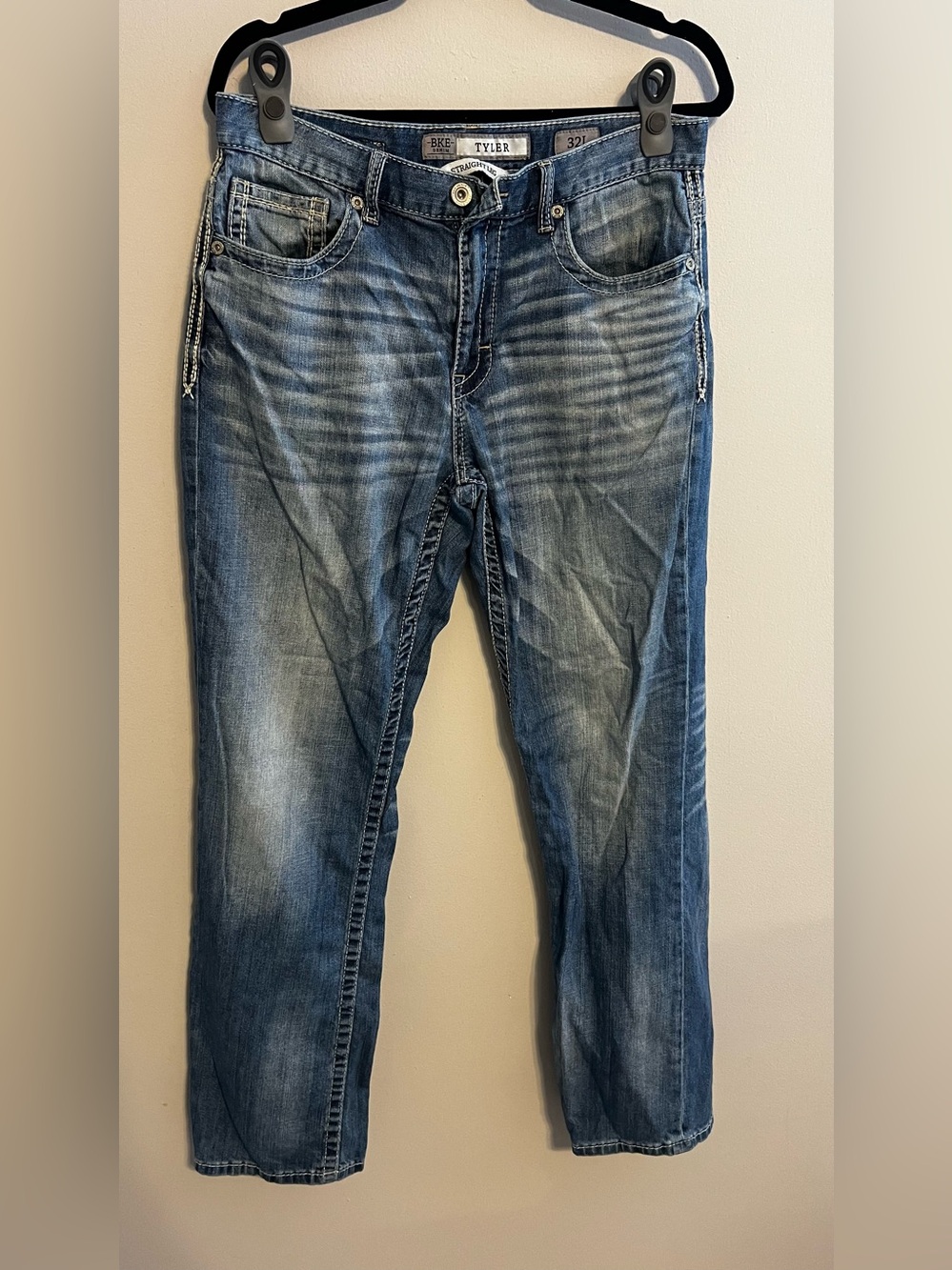 BKE Tyler Medium Blue Straight-Leg Jeans | Women's 32 Long